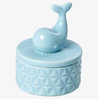 Smyckesskrin Porslin från Rice med ljusblå finish och valfigur