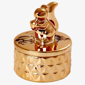 Smyckesskrin Porslin från Rice med guldfärgad ekorrskulptur