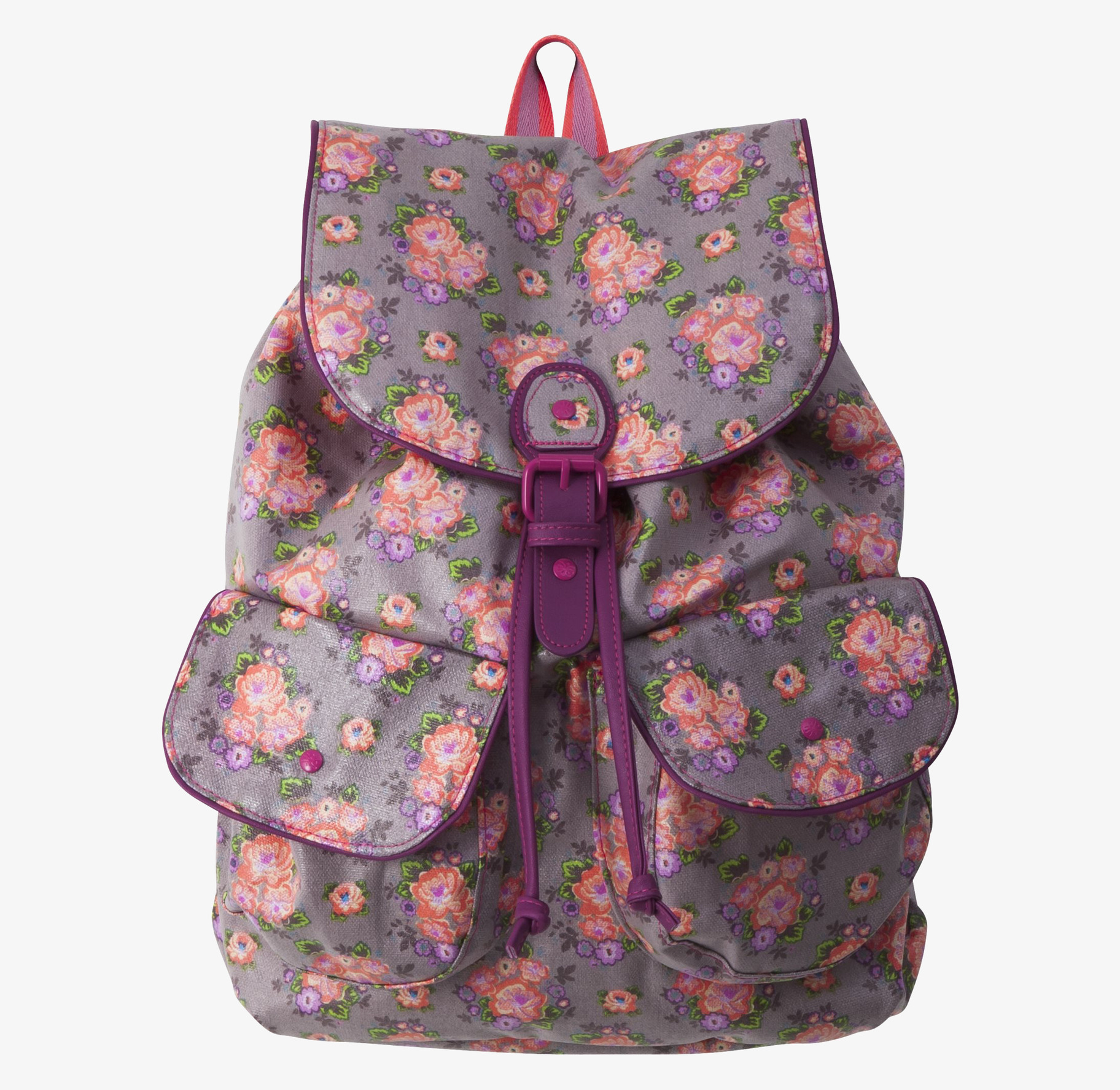 Ryggsäck Rose Print från Rice med blommönster och fickor
