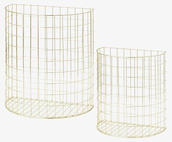 Trådkorg Guld från Rice, två storlekar på vit bakgrund