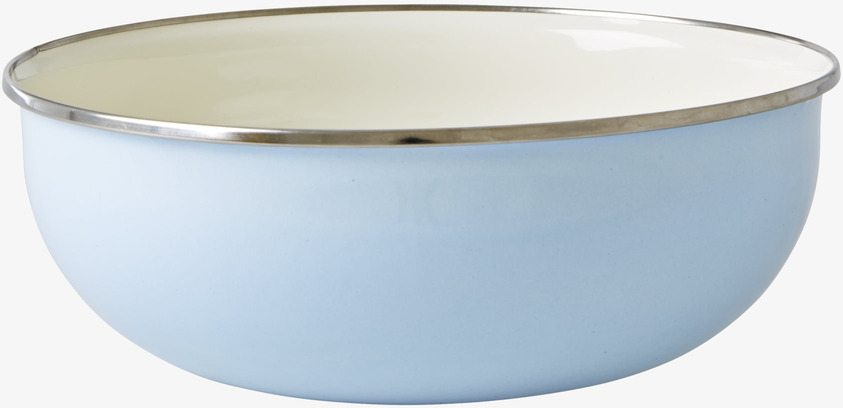 Emaljskål Flower Blå från Rice, ljusblå med silverkant