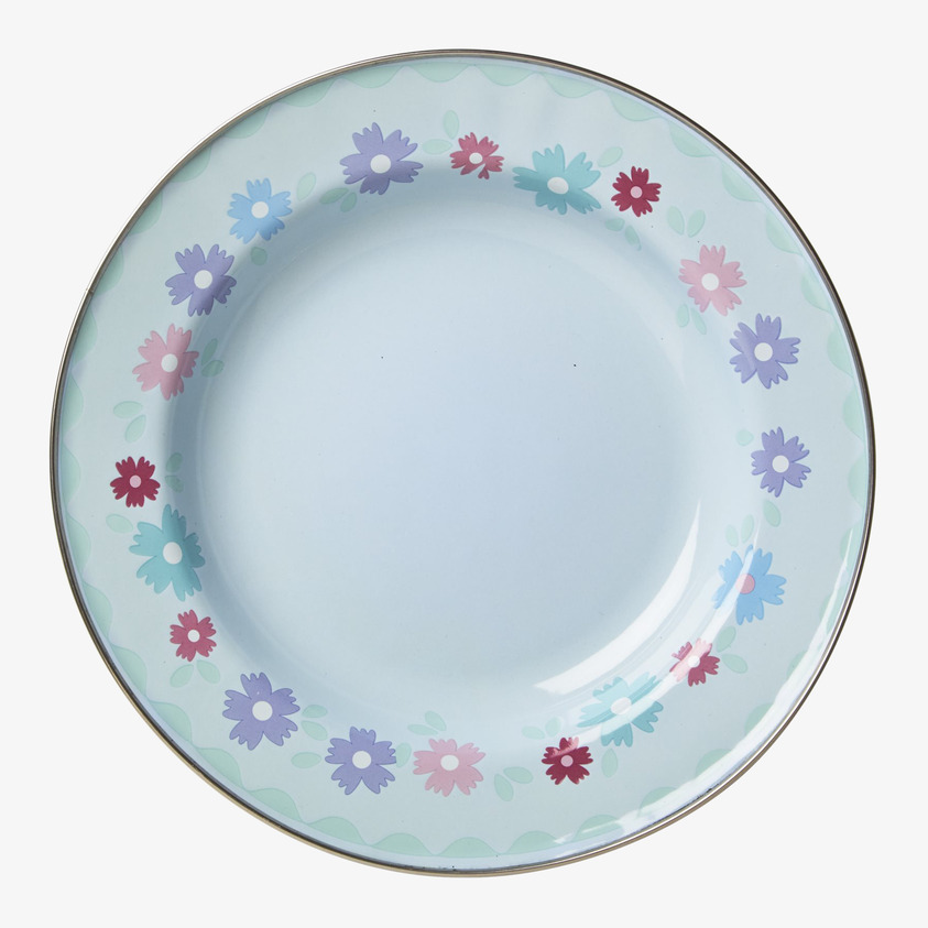 Lunchtallrik Soft Blue Flower Print från Rice med blommönster