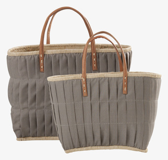 Raffia Väska - Brown Check från Rice i två storlekar