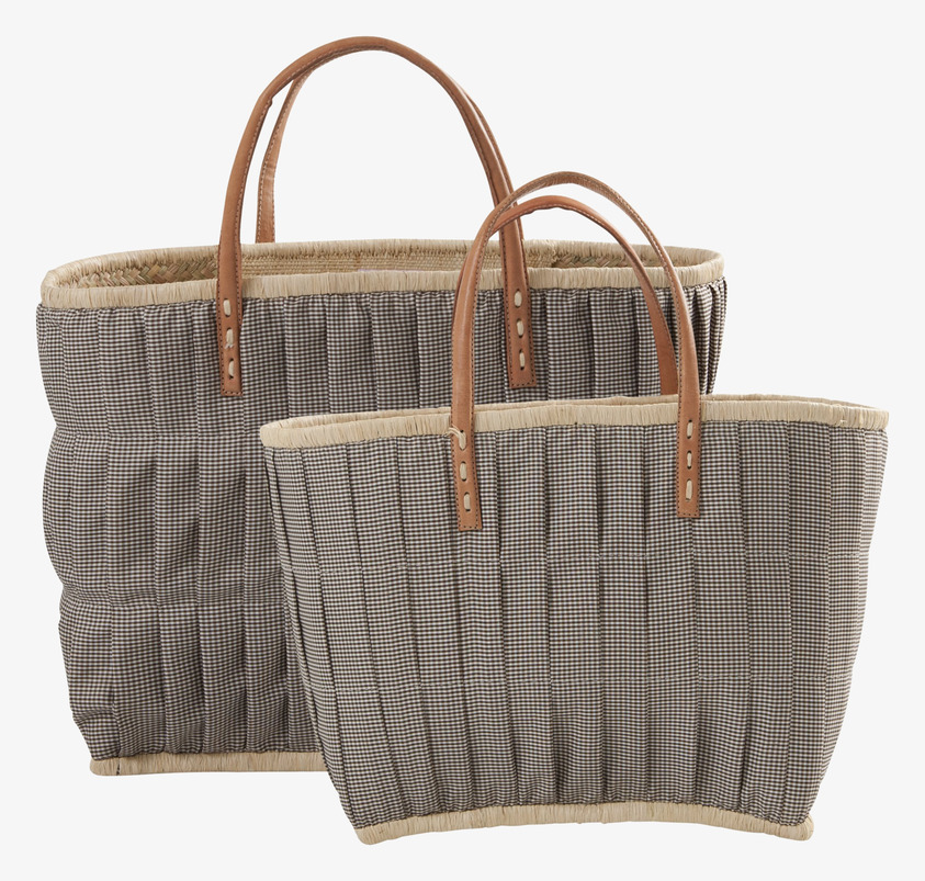 Raffia Väska - Brown Check från Rice i två storlekar