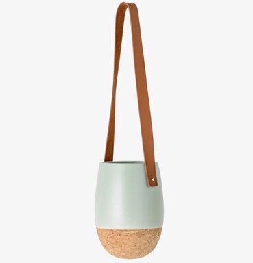 Hängande Krukampel Grön från Bloomingville med läderrem