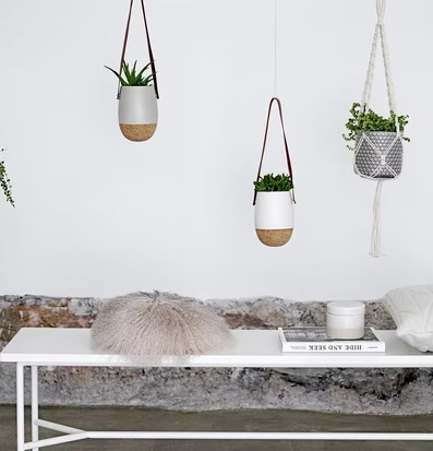 Hängande Krukampel Vit från Bloomingville med andra krukor