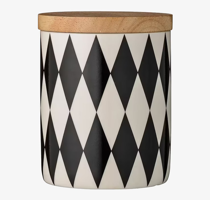 Porslinsburk Med Lock Harleqin från Bloomingville, svartvit