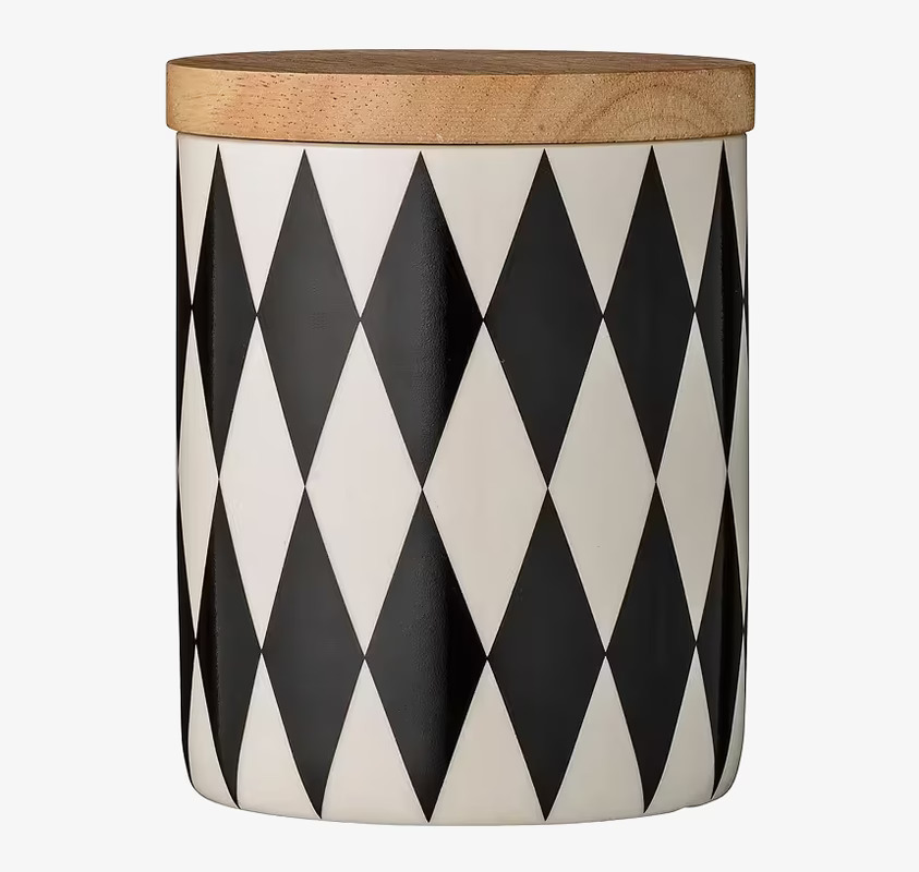 Porslinsburk Med Lock Harleqin från Bloomingville, svartvit