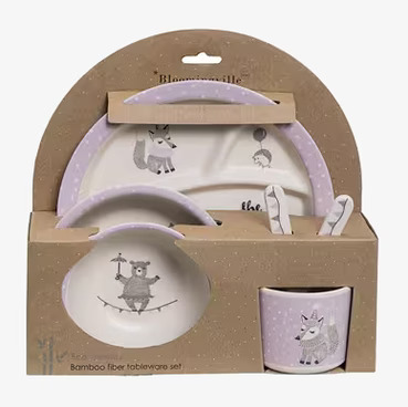 Barnservis Ljuslila från Bloomingville i förpackning