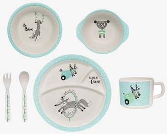 Barnservis Mintgrön från Bloomingville på vit bakgrund