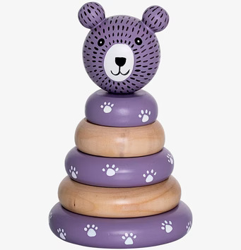 Stapelbar Leksak Nalle från Bloomingville med lila ringar
