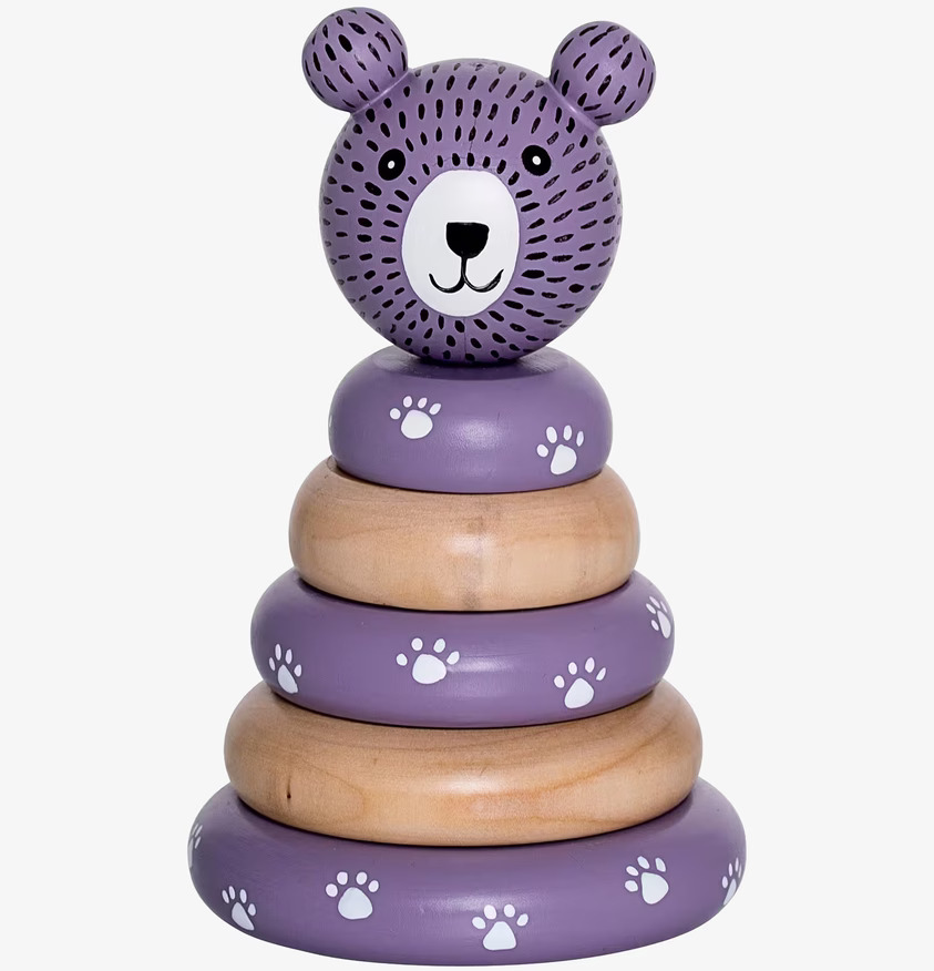 Stapelbar Leksak Nalle från Bloomingville med lila ringar