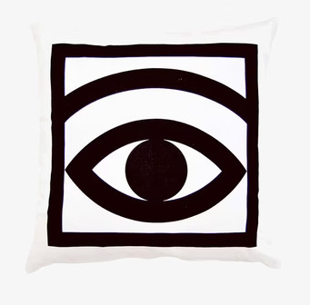 Kuddfodral Ögon Cacao Vit från Olle Eksell med ögonmotiv