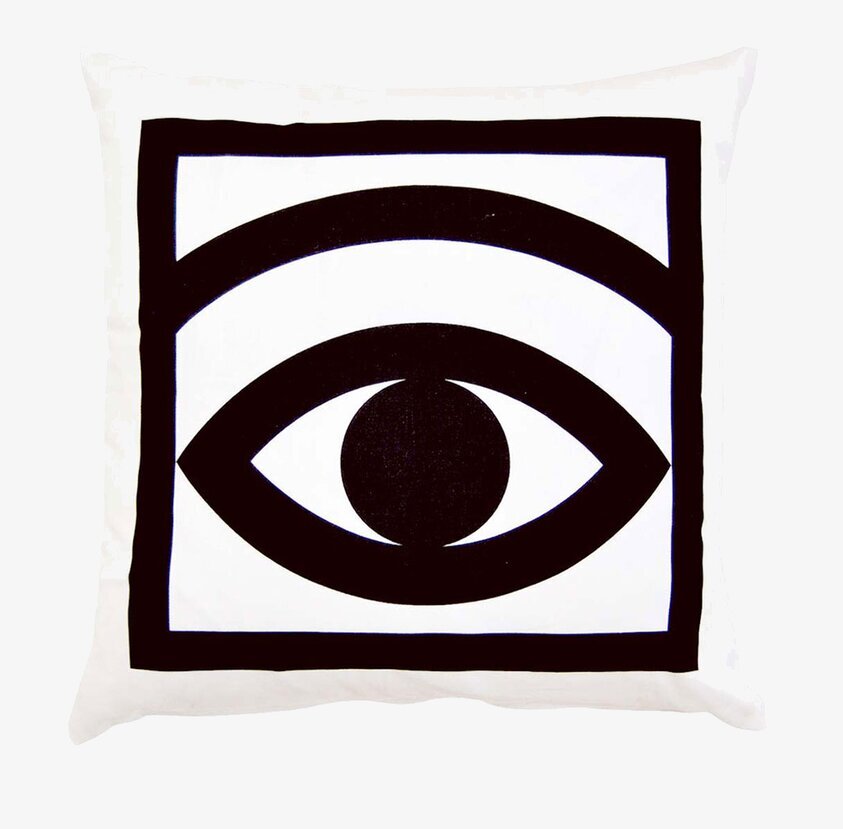 Kuddfodral Ögon Cacao Vit från Olle Eksell med ögonmotiv
