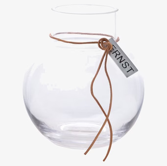 Glasvas Rund S Ernst med läderrem och metalltagg från Ernst