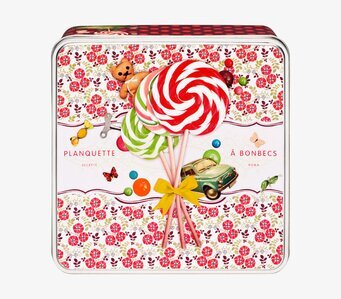 Plåtburk Fyra franska från Derriére la porte med klubbor