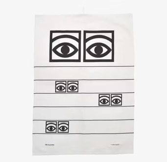 Kökshandduk Ögon Cacao Vit från Olle Eksell med ögonmönster
