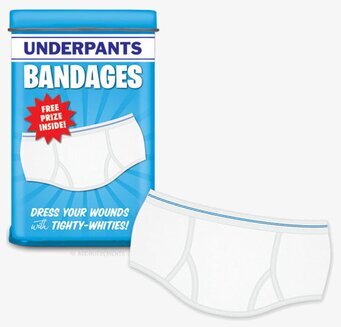 Plåster Kalsonger från Accoutrements i färgglad metallåda