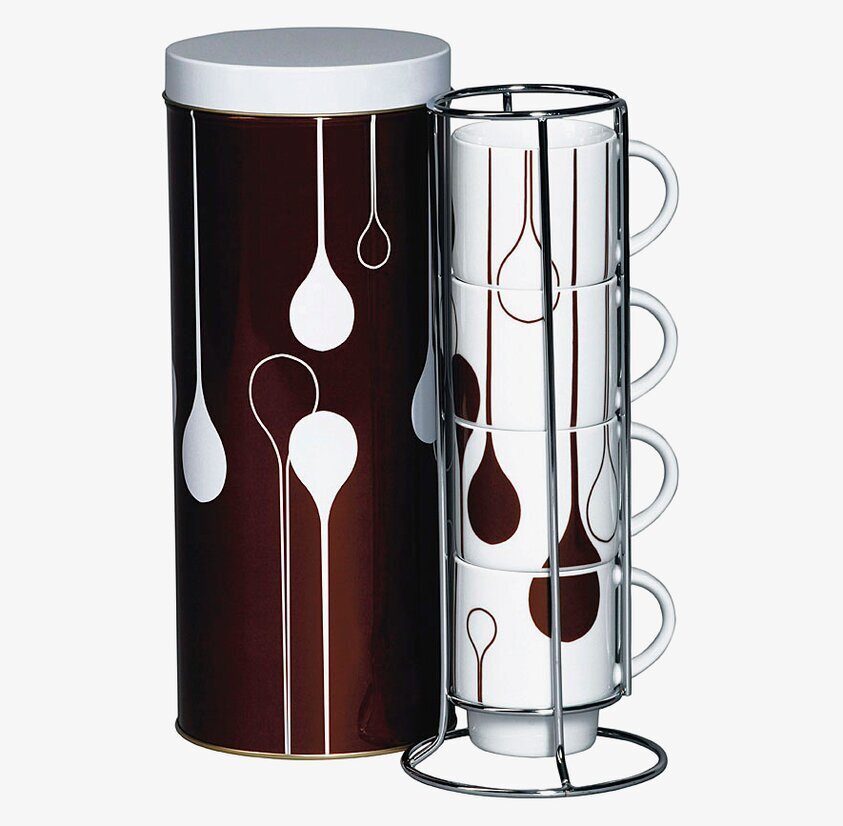 Sked köksprodukter från Derriére la porte med burk och muggar