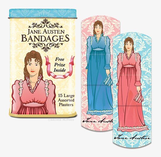 Plåster Jane Austen från Accoutrements i elegant metallburk