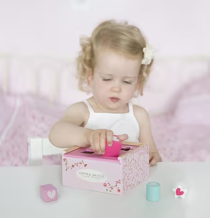 Klossbox - Pink Blossom från Little Dutch på vitt bord