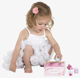 Barn leker med Klossbox - Pink Blossom från Little Dutch