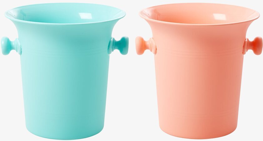 Ice Bucket från Rice i turkos och persikorosa med handtag