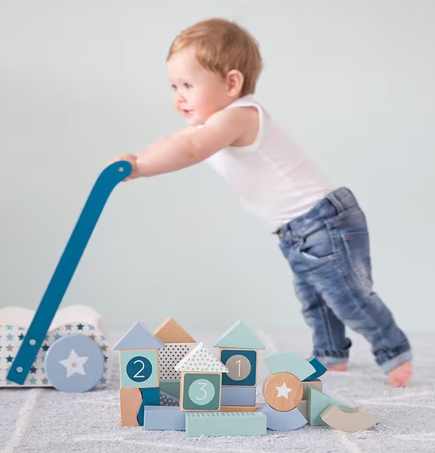 Lära-Gå-Vagn Mixed Stars från Little Dutch med klossar