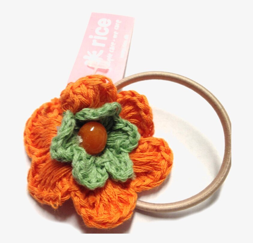 Hårsnodd Blomma Orange/Grön/Orange från Rice, färgstark