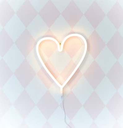 Neonlampa Heart Yellow från A Little Lovely Company på vägg