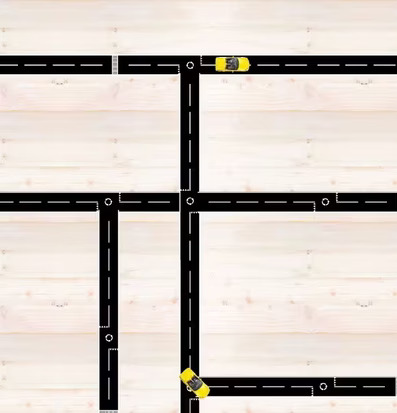 Road Tejp från Familyroom på ljust trägolv med leksaksbilar