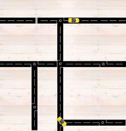 Road Tejp från Familyroom på ljust trägolv med leksaksbilar