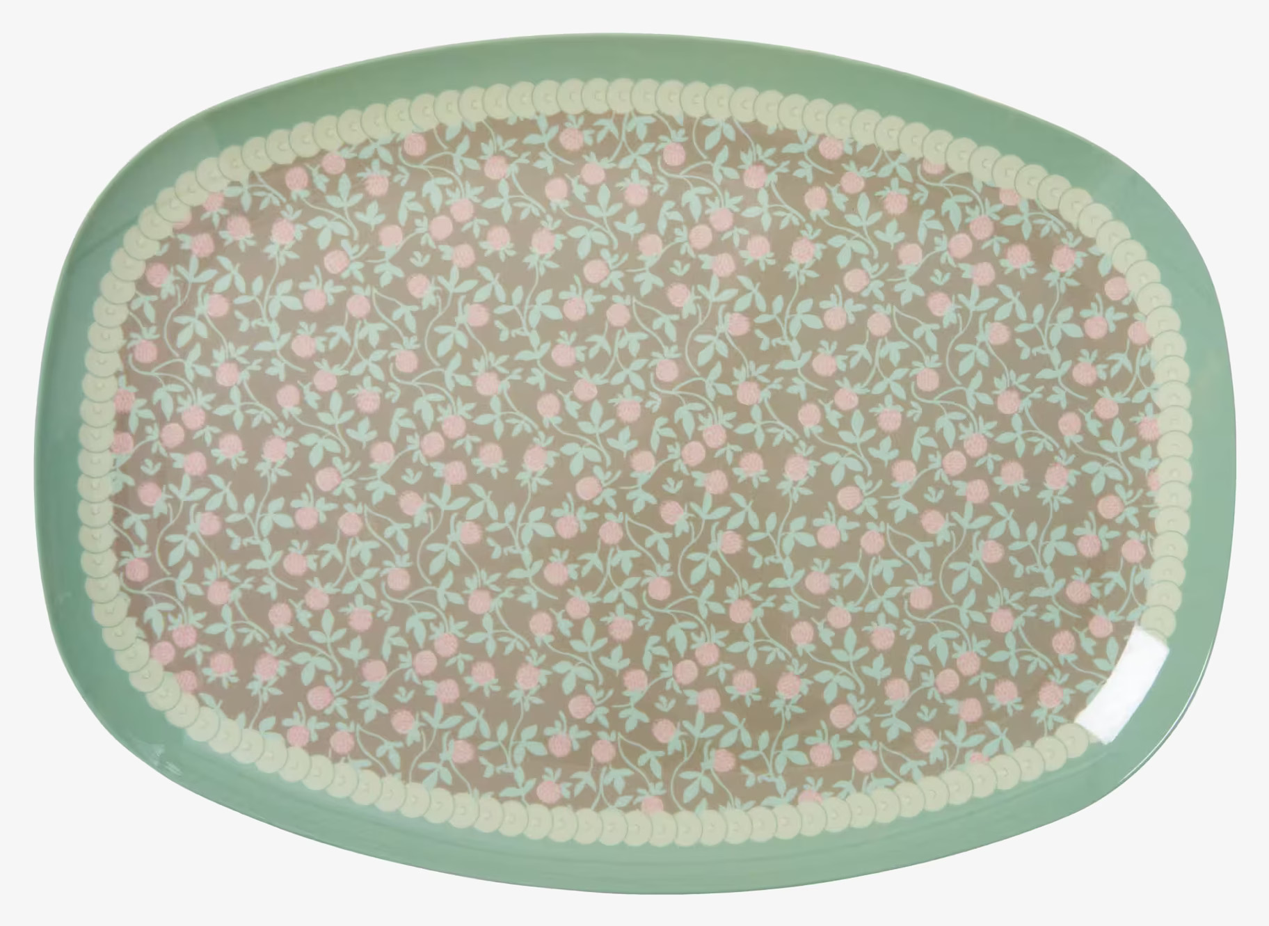 Tallrik Mini Floral Print från Rice med blommönster och grön ram