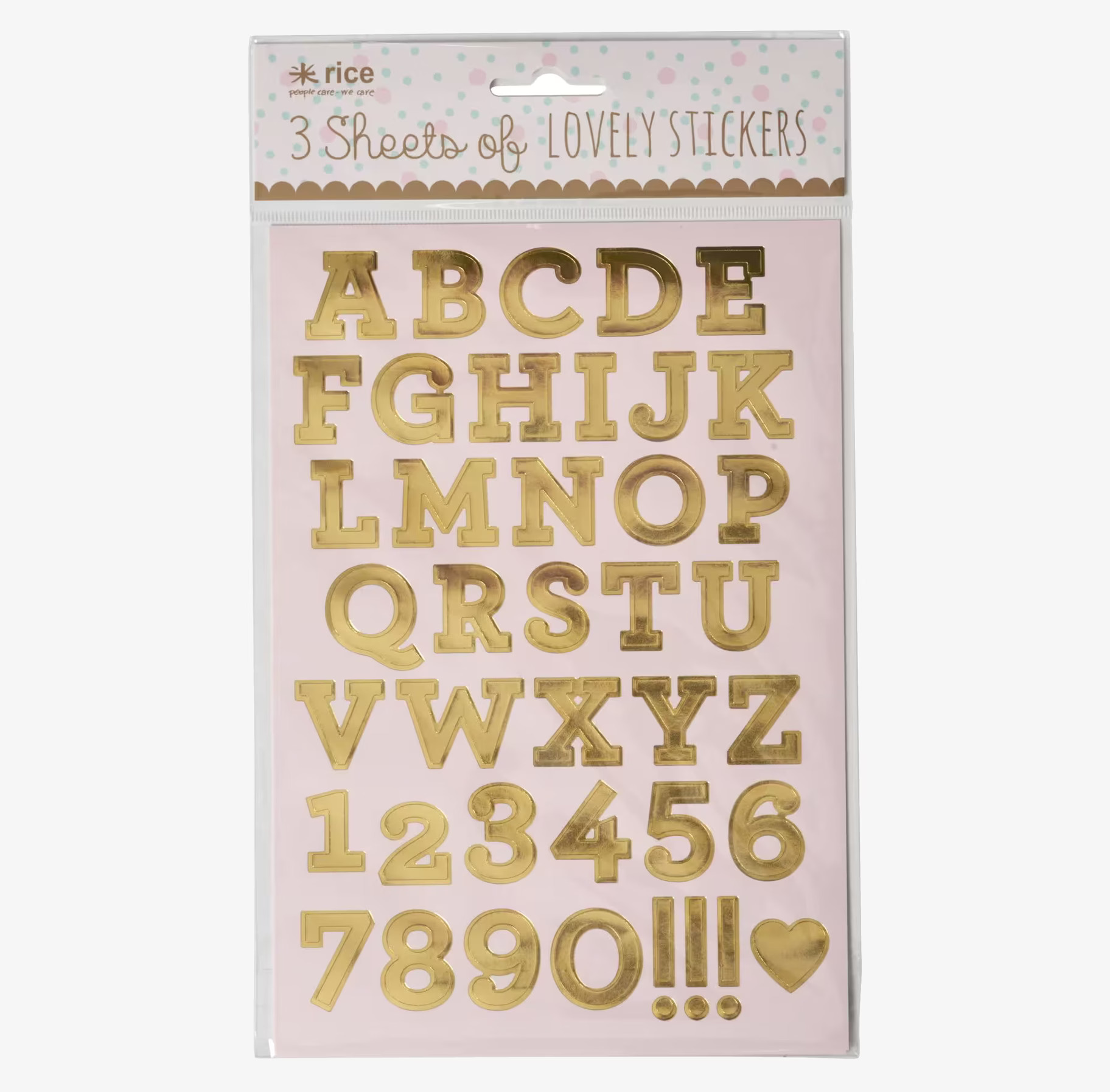 Stickers Bokstäver Guld från Rice i glittrande förpackning
