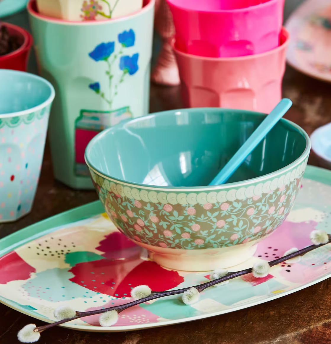 Skål Mini Floral Print från Rice med matchande tillbehör