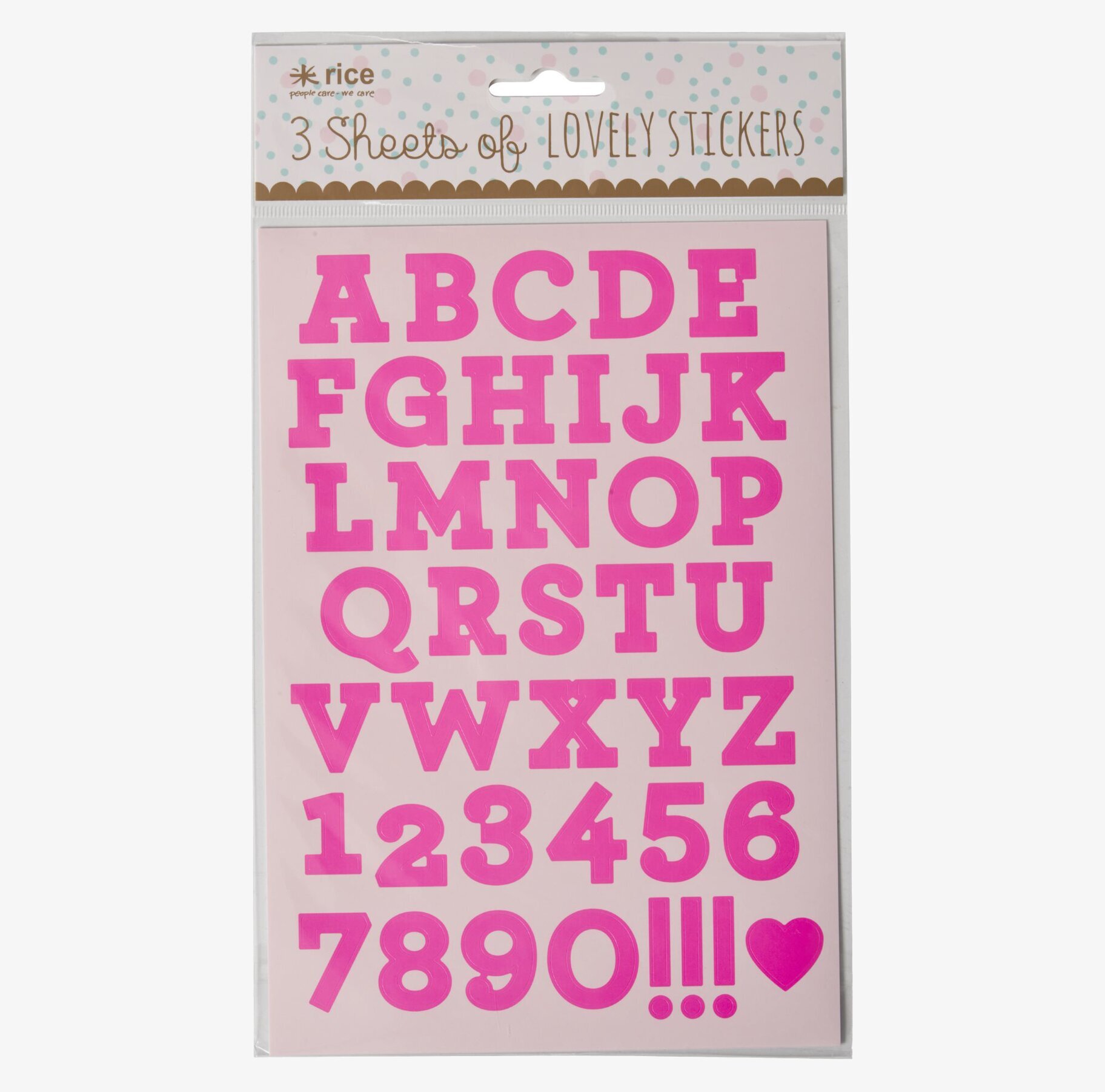 Stickers Bokstäver Cerise från Rice i ceriserosa färger