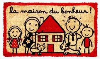 Dörrmatta Familjelycka från Derriére la porte med familjemotiv