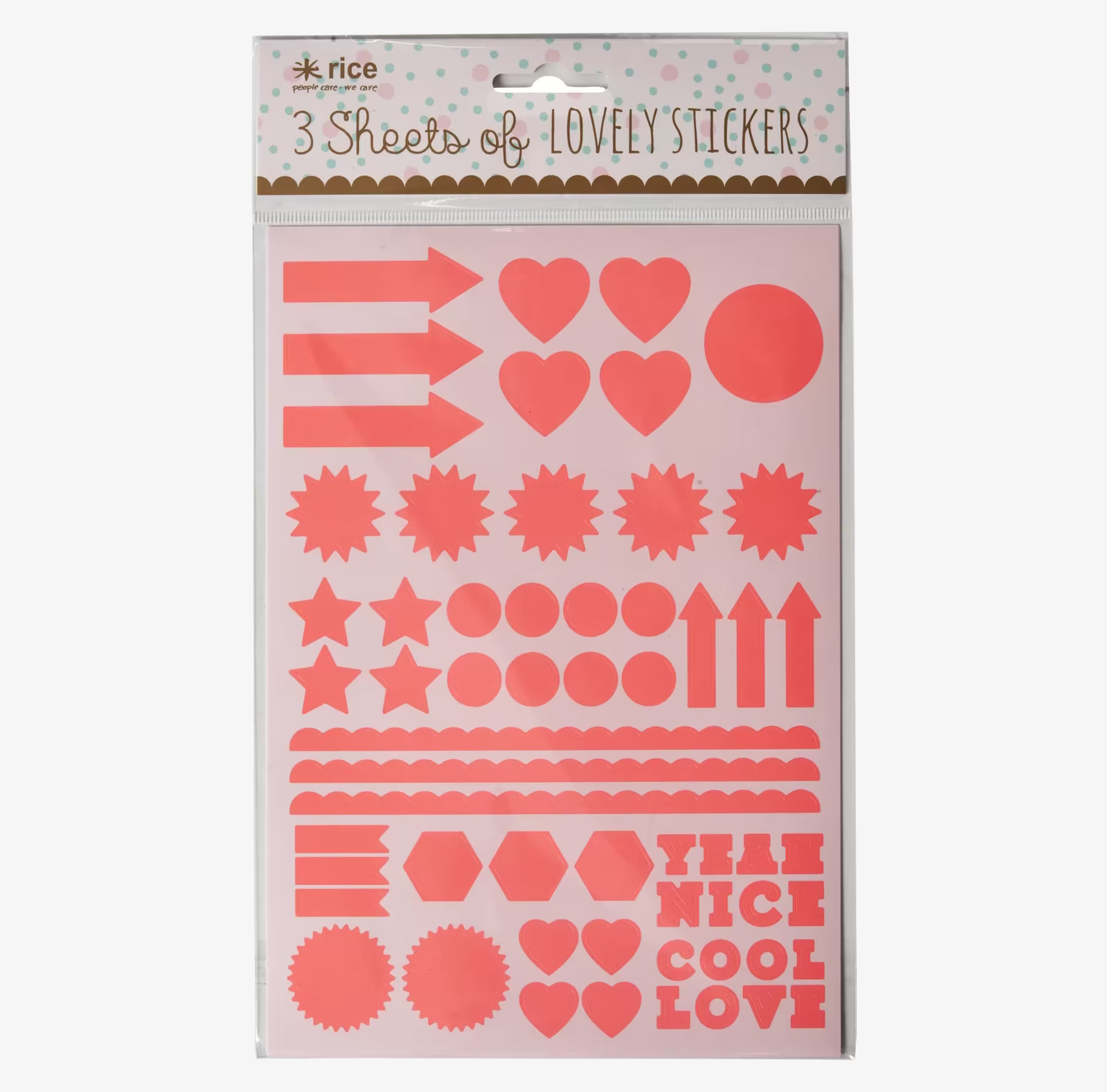 Stickers Symboler Neonorange från Rice i förpackning