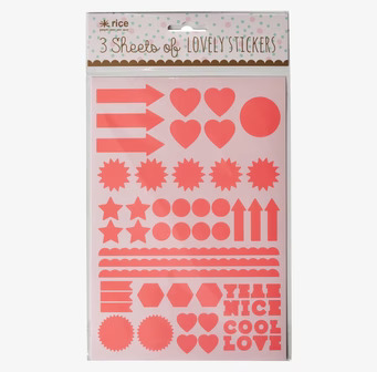 Stickers Symboler Neonorange från Rice i förpackning