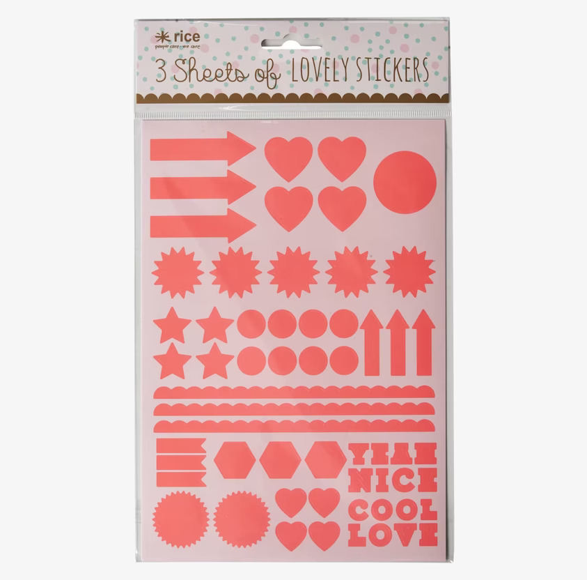 Stickers Symboler Neonorange från Rice i förpackning