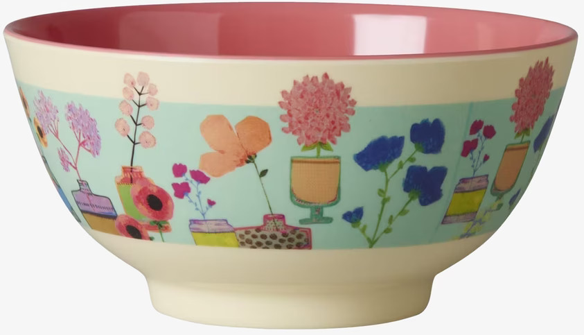 Rice Skål Floral Display Print med färgglada blommotiv