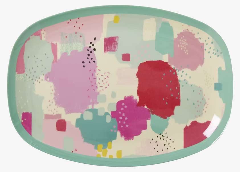 Tallrik Splash Print från Rice med färgglada mönster