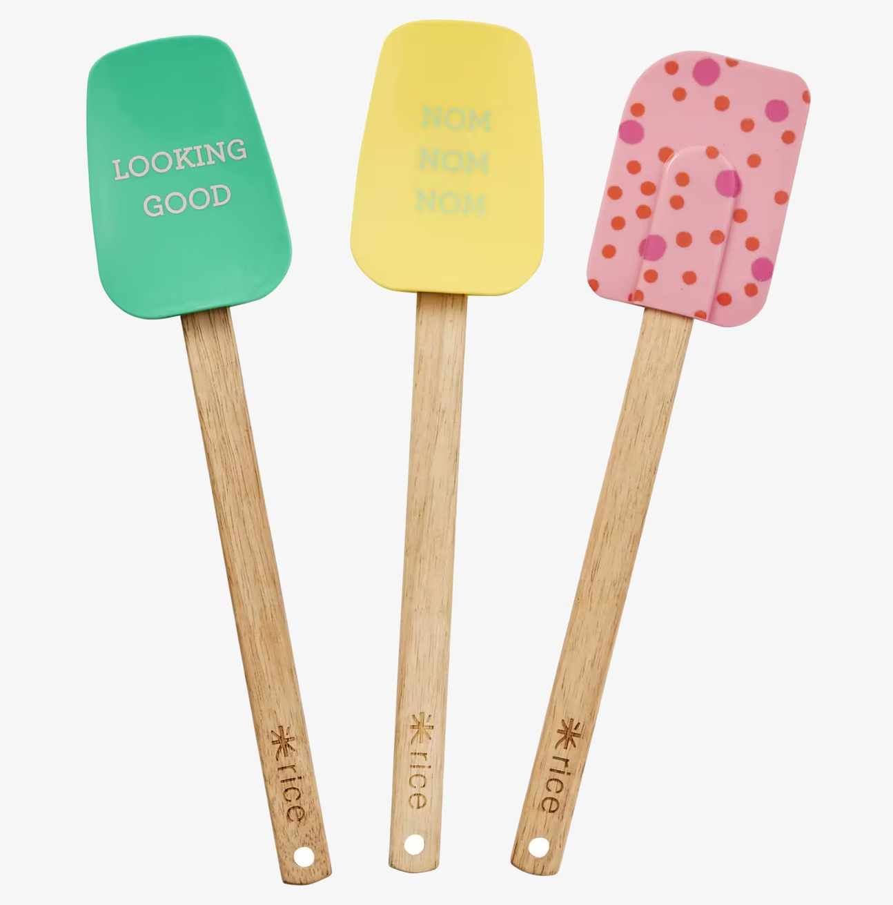 Slickepott Vit från Rice i färgglada mönster och trähandtag