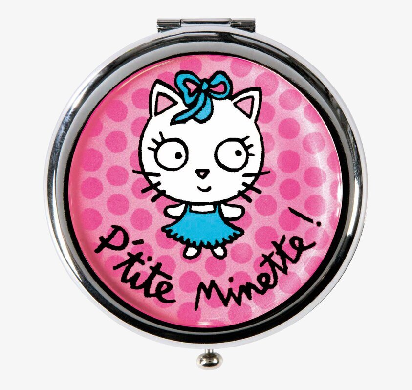 Fickspegel kitkatt rosa från Derrière la porte med kattmotiv