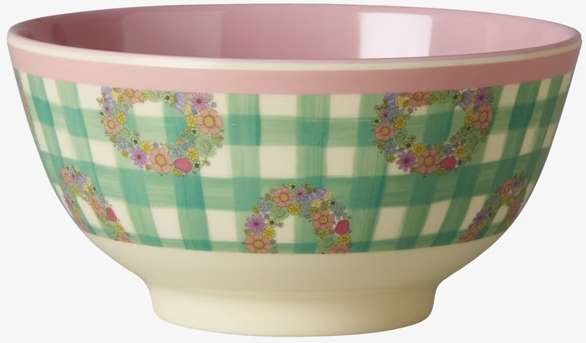 Skål Vichy Print från Rice med grön och vit rutig design