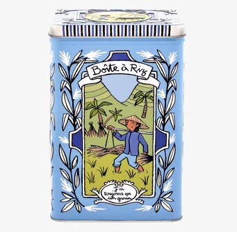 Bild av konstnärlig och funktionell plåtburk för ris