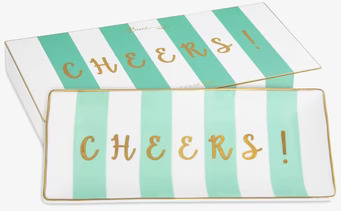 Porslinsfat - Cheers från BOXinBAG med turkosa och vita ränder