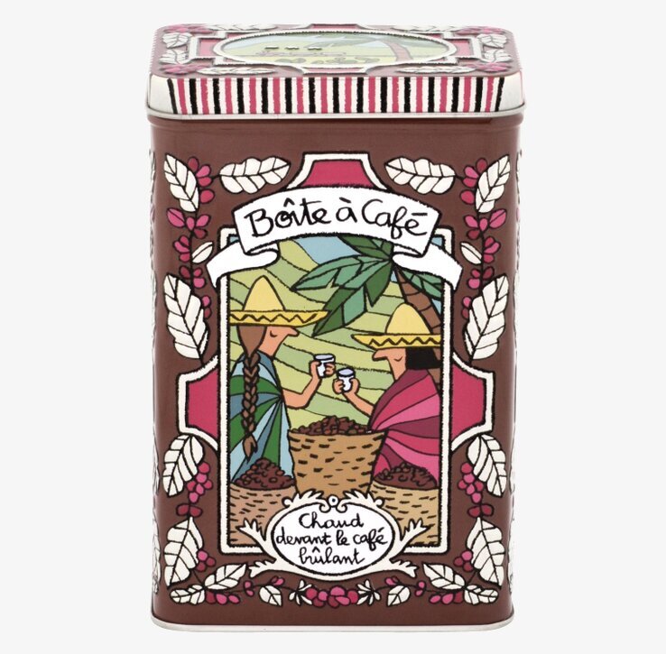 Plåtburk Relief Kaffe från Derriére la porte med illustration