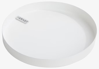 Ljustråg Rund Vit Ernst i vit metall med ingraverad Ernst-logga