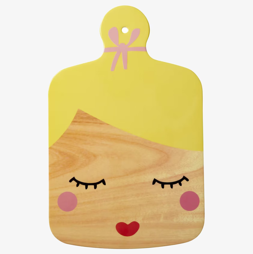 Skärbräda Gul Pretty Faces från Rice med ansikte och rosett